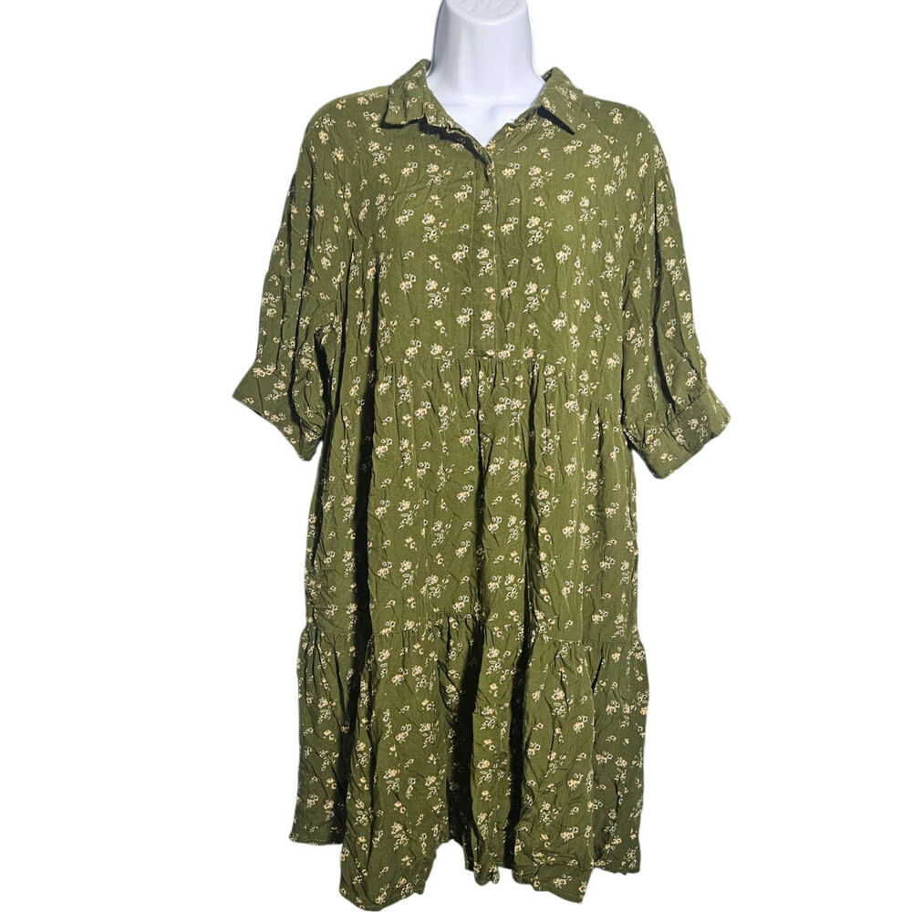 Natural Life Floral Tiered Cottagecore Boho Earthy lightweight Babydoll Mini XL